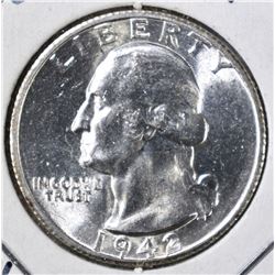 1942-S WASHINGTON QUARTER, CH BU