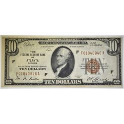 1929 $10 FEDERAL RESERVE BANK OF ATLANTA