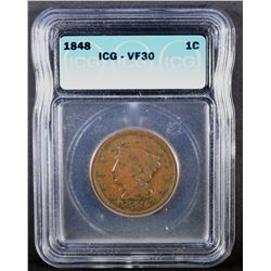 1848 LARGE CENT ICG VF-30