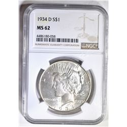 1934-D PEACE DOLLAR NGC MS-62