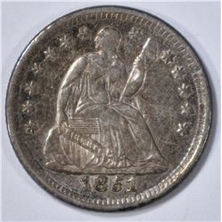 1851-O SEATED LIBERTY HALF DIME AU