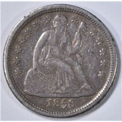 1858-O SEATED DIME, XF