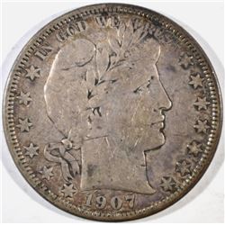 1907-O BARBER HALF DOLLAR, VF