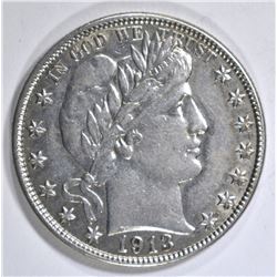 1913-S BARBER HALF DOLLAR AU