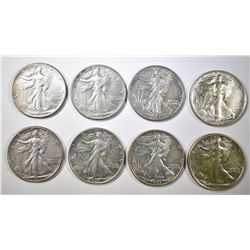 8-AU 1943 WALKING LIBERTY HALF DOLLARS