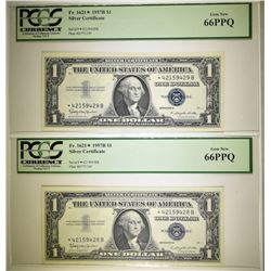 2 1957-B $1 SILVER CERT STAR NOTES PCGS 66 PPQ