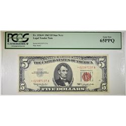 1963 $5 LEGAL TENDER STAR NOTE PCGS 65 PPQ