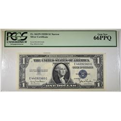 1935D $1 NARROW SILVER CERTIFICATE PCGS 66 PPQ