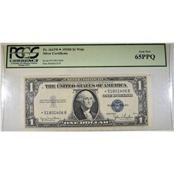 1935D $1 WIDE SILVER CERTIFICATE STAR PCGS 65 PPQ