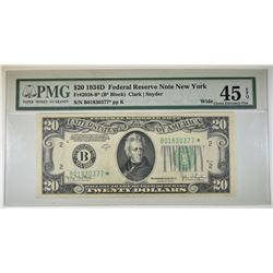 1934 D $20 FR#2058-B* STAR NOTE WIDE PMG XF 45 EPQ