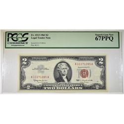 1963 $2 RED SEAL PCGS 67 PPQ