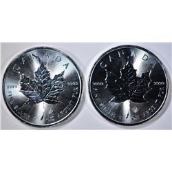 2-2014 ONE OUNCE SILVER CANADA MAPLE LEAF COINS