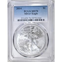 2014 AMERICAN SILVER EAGLE PCGS MS70