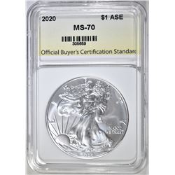 2020 AMERICAN SILVER EAGLE, OBCS PERFECT GEM BU