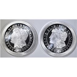 2-ONE OUNCE .999 SILVER ROUNDS STACKABLE MORGAN