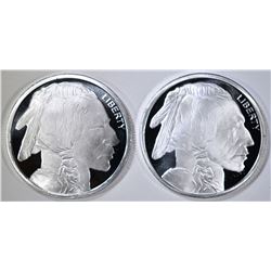 2-ONE OUNCE .999 SILVER ROUNDS BUFFALO/INDIAN