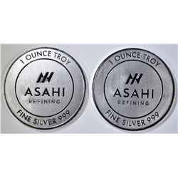 2-ONE OUNCE .999 SILVER ROUNDS ASAHI