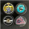 Image 1 : AUTOGRAPHED NHL PUCKS LOT (WILSON, BRULE,, RANFORD, STOLL)