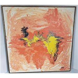 1970's Pychadelic Abstract Painting Signed Ellis