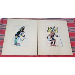 Lot of 2 Signed Serigraph Kachina Prints