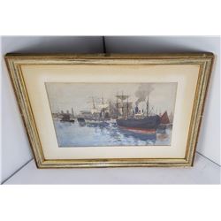 Harbor Watercolor Painting Harold Wane (1879-1900)