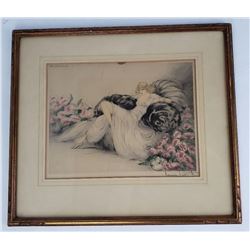 Original Louis Icart Etching Peonies No. 245