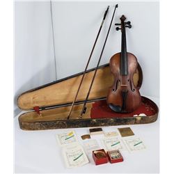 Antique Stradivarius Violin in Coffin Case 2 Bows