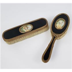 French Gilt Bronze Hand Painted Vanity Set