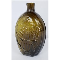 Early American Olive Green Cornucopia Bottle Flask