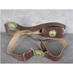 2 leather belts one with pouch "The Boys Brigade"