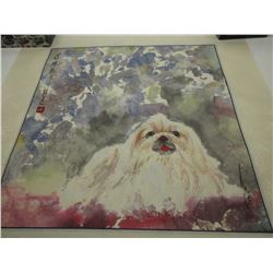 Chinese Painting by Hu Lian Jiang of a Pekingese