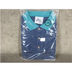 Golf Style Shirt 100% Cotton Blue Large