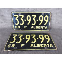 Set of Alberta 1969 License Plates