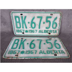 Set of Alberta 1967 License Plates