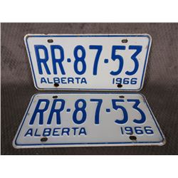 Set of Alberta 1966 License Plates