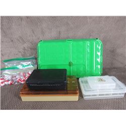 Lot of 50 Small Bobbers & 4 Small Hook Boxes & Lunch Box