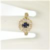 Image 8 : 14kt Yellow Gold 1.00 ctw Sapphire Ring w/ Baguette Diamond Ballerina Halo Ring
