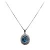 Image 1 : 4.56 ctw Blue Zircon and Diamond Pendant With Chain - 14KT White Gold