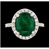Image 2 : 3.94 ctw Emerald and Diamond Ring - 14KT White Gold