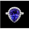 Image 2 : GIA Cert 7.70 ctw Tanzanite and Diamond Ring - 14KT White Gold