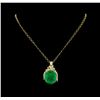 Image 2 : 14KT Yellow Gold GIA Certified 50.88 ctw Emerald and Diamond Pendant With Chain