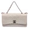 Image 2 : Chanel White Stitched Leather Single Flap Bag