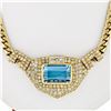 Image 2 : 18K Gold 28.95 ctw GIA Bezel Aquamarine & Pave Diamond Chain Statement Necklace