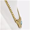 Image 3 : 18K Gold 28.95 ctw GIA Bezel Aquamarine & Pave Diamond Chain Statement Necklace