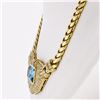 Image 4 : 18K Gold 28.95 ctw GIA Bezel Aquamarine & Pave Diamond Chain Statement Necklace
