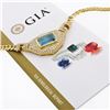Image 5 : 18K Gold 28.95 ctw GIA Bezel Aquamarine & Pave Diamond Chain Statement Necklace