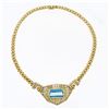 Image 7 : 18K Gold 28.95 ctw GIA Bezel Aquamarine & Pave Diamond Chain Statement Necklace