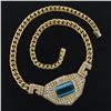 Image 9 : 18K Gold 28.95 ctw GIA Bezel Aquamarine & Pave Diamond Chain Statement Necklace