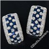 Image 2 : 14kt White Gold 2.32 ctw Sapphire and Diamond Checkerboard Cuff Earrings