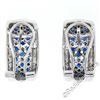 Image 6 : 14kt White Gold 2.32 ctw Sapphire and Diamond Checkerboard Cuff Earrings
